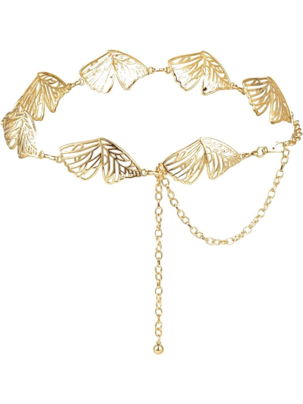 Retro Gold Metal Waist Chain with Turquoise Stone - Women's Punk Western Belt